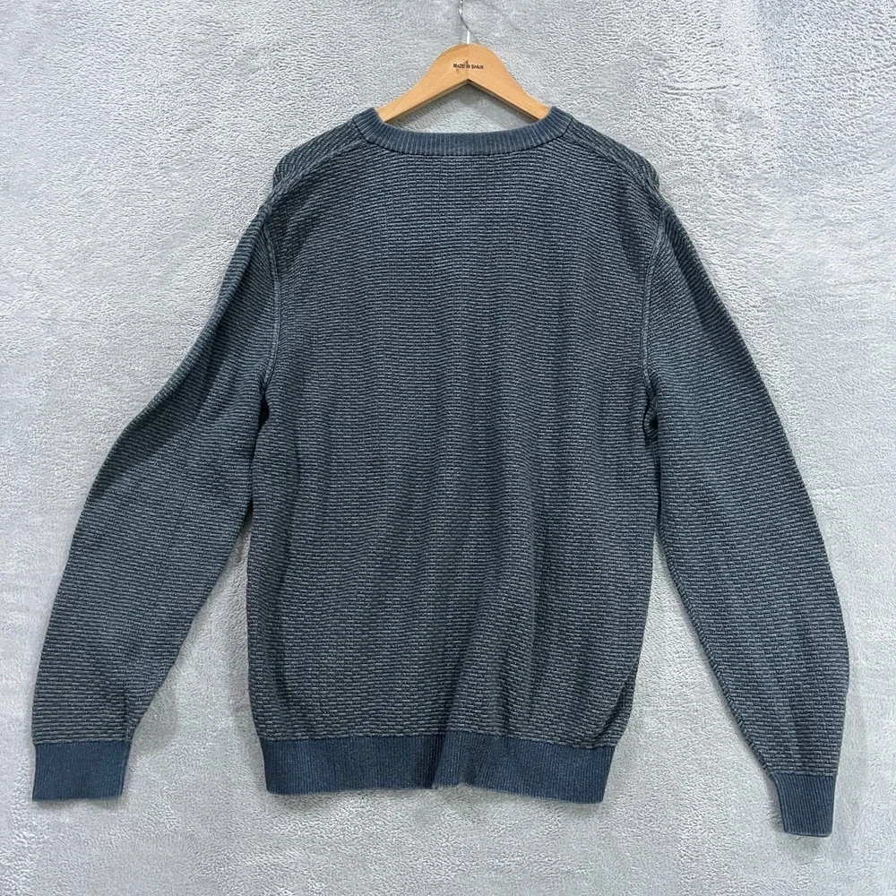 Territory Ahead Sweater Mens L Blue Waffle Knit Long Sleeve Crew Neck Pullover